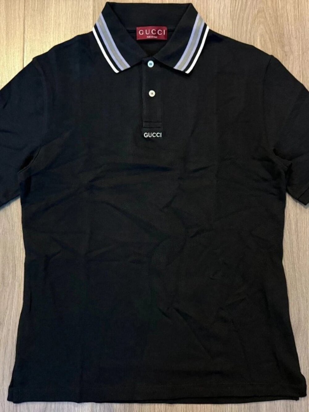 Gucci Cotton Polo Shirt with Embroidery navy sz S
